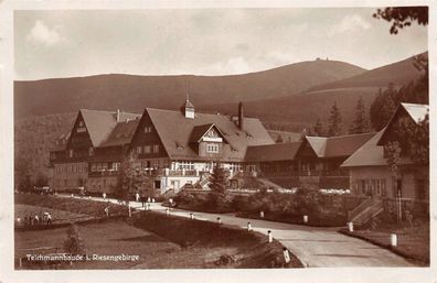 Teichmannbaude im Riesengebirge Strasse, Häuser Foto Postkarte