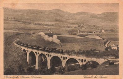 Viadukt bei Lewin Bahnstrecke Reinerz-Kudowa Schlesien Postkarte AK 1927