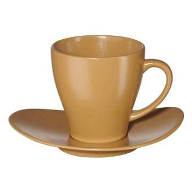 ASA Vorteilset 4 Stück cuba Tasse mit Unterer, ocra gelb 1224429 und Geschenk