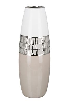 GILDE Vase, "Pico", Keramik, beige, weiß, , L. 12,5 cm, B. 12,5 cm, H. 29 cm 32404