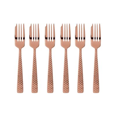 Sambonet Cortina Edelstahl/PVD Kupfer Set 6 Kuchengabeln S0198-S00018-S1578 52722CA5