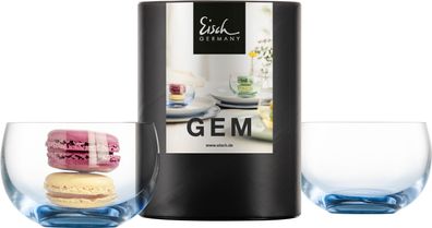 Eisch 2 Dessertschalen 310/10 blau in Geschenkröhre GEM 30031013