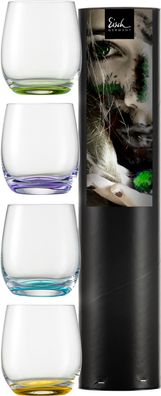 Eisch Vorteilset 2 Stück 4 Becher 107/14 farbig sortiert in Geschenkröhre Jessica