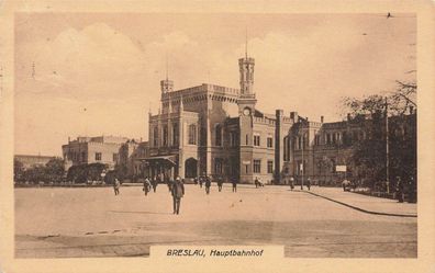 Ansicht vom Hauptbahnhof in Breslau Schlesien Postkarte AK 1944