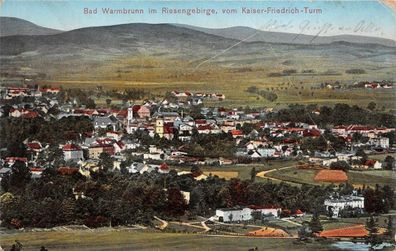 Bad Warmbrunn im Riesengebirge vom Kaiser-Friedrich-Turm Feldpost AK 1916