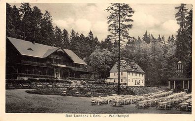 Bad Landeck Schlesien Waldtempel Restaurant Postkarte 1939