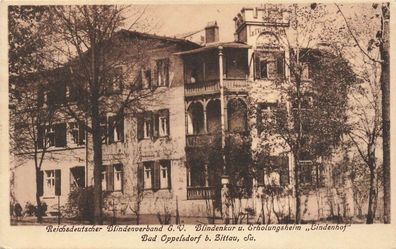 Blindenkur u. Erholungsheim Lindenhof Bad Oppelsdorf Schlesien Postkarte AK 1930