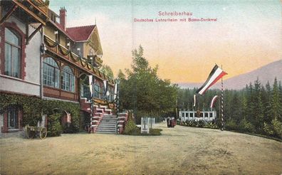 Deutsches Lehrerheim mit Bosse Denkmal Schreiberhau Schlesien Postkarte AK