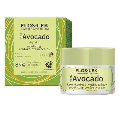 Flos-Lek Avocado Komfort Tagescreme LSF 15 50 ml - Glättend und Feuchtigkeitsspendend