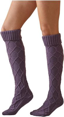 Weihnachtswarme, oberschenkelhohe, gestrickte Overknee-Socken