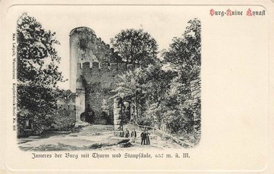 Inneres der Burg mit Turm u. Staupsäule Burg-Ruine Kynast Schlesien Postkarte AK