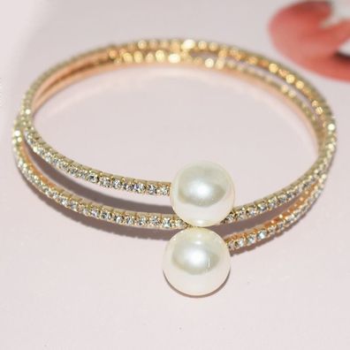 Weibliches kurzes Halsband Armbandset Perle Strass Halsband