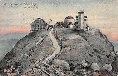 Riesengebirge Schneekoppe 1605 m ü. d. M. Schneekoppenwirt AK 1913