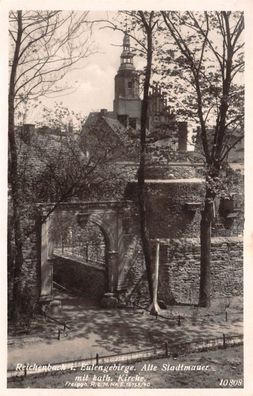 Reichenbach i. Eulengebirge Dzierzoniów Alte Stadtmauer mit kath. Kirche AK