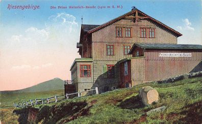 Riesengebirge Die Prinz Heinrich - Baude Postkarte 1939