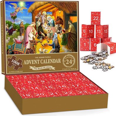 Puzzle Adventskalender Christus 24 Teile 1008 Teile Weihnachten