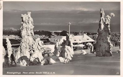 Riesengebirge Neue schles. Baude 1195 m ü. M. Postkarte AK 1932