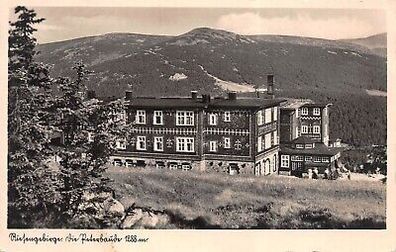 Riesengebirge Sudetengau Die Peterbaude 1288 m kl. Sturmhaube Postkarte AK 1940