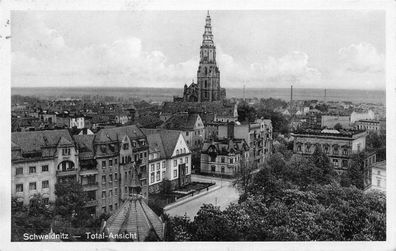 Schweidnitz (Swidnica) Total-Ansicht Postkarte