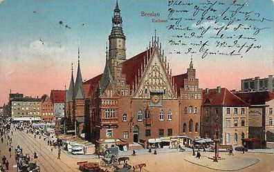 Schlesien Breslau Rathaus Postkarte 1917