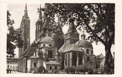 Rückansicht Dom in Breslau Schlesien Postkarte AK 1942