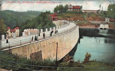 Sperrmauer und Restaurant Talsperre bei Marklissa Schlesien Postkarte AK 1910