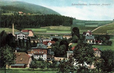 Sanatorium und Hotel Kurpark Schreiberhau Schlesien Postkarte AK