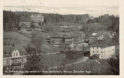 Schreiberhau Mariental mit Hotel Zackelfall u. Pension Schindler Postkarte AK