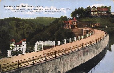 Talsperre bei Marklissa bei Queis Schlesien Postkarte AK 1916