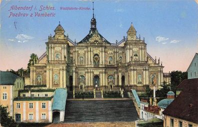 Wallfahrts-Kirche in Albendorf Vamberice Schlesien Postkarte AK 1919