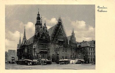 Rathaus in Breslau Schlesien Postkarte AK