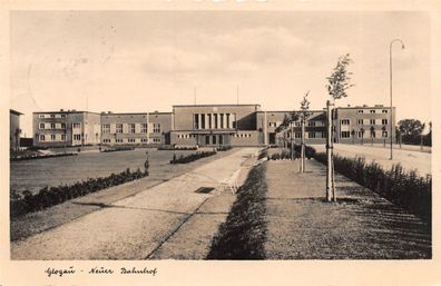 AK Glogau / Glogów Schlesien Neuer Bahnhof Foto Postkarte 1935