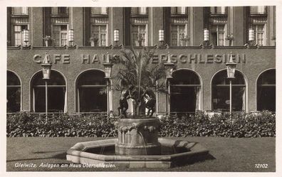 Anlagen am Café Haus Oberschlesien Gleiwitz Schlesien Postkarte AK 1942