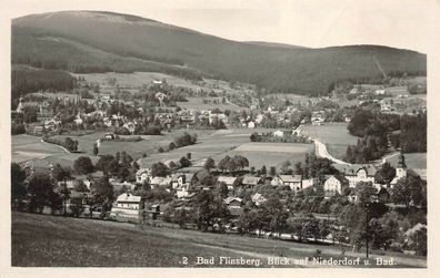 Bad Flinsberg Blick auf Niederdorf u. Bad Postkarte AK