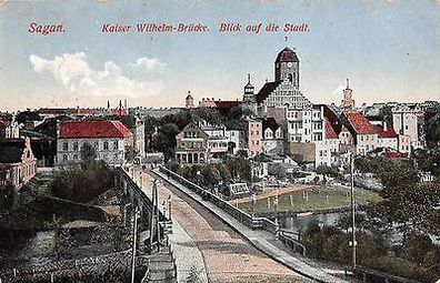 AK Sagan Schlesien Kaiser Wilhelm - Brücke Postkarte 1915