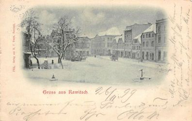 AK Rawitsch Rawicz Winter in der Stadt 1899