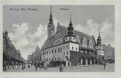 Brieg Bez. Breslau Rathaus Postkarte AK 1918