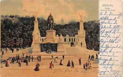 Breslau Kaiser-Wilhelm Denkmal Postkarte 1911