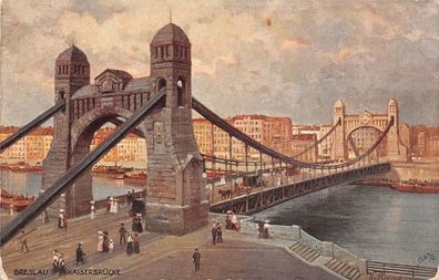 Breslau Kaiserbrücke Postkarte AK 1914