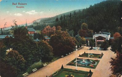 Blick auf den Kurplatz in Bad Reinerz Schlesien Postkarte AK 1917