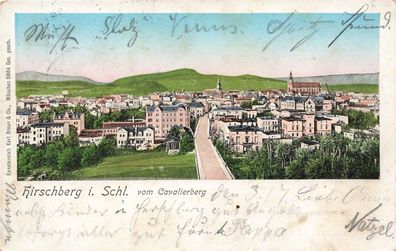 Blick vom Cavalierberg auf Hirschberg Schlesien Postkarte AK 1907