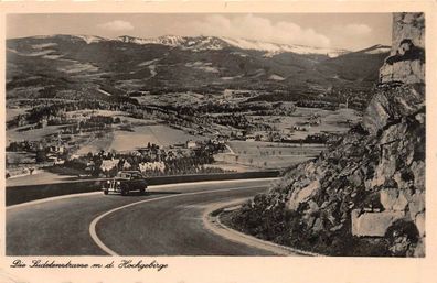 Die Sudetenstrasse m.d. Hochgebirge Automobil AK 1942