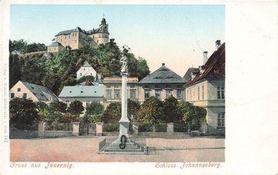 Gruss aus Jauernig mit Schloss Johannesberg Javorník Schlesien Postkarte AK