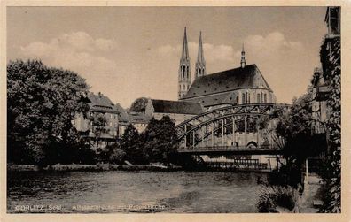 Görlitz/Schl. Altstadtbrücke mit Peterskirche Postkarte AK