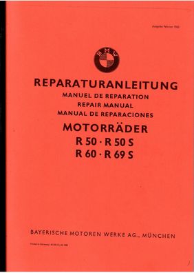 Reparaturanleitung BMW Motorräder R 50, R 50S , R 60, R 69S, Oldtimer