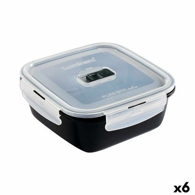 Lunchbox hermetisch Luminarc Pure Box Schwarz 1,22 L Glas (6 Stück)