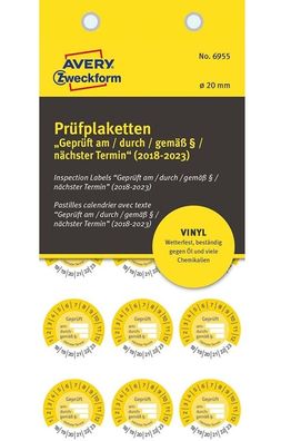 Avery 600 Prüfplaketten Geprüft Am gem § 20182023 20mm Jahresplaketten Wartung