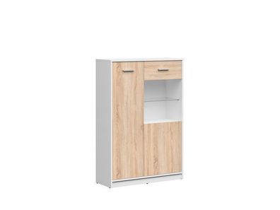 BLACK RED WHITE Vitrinenschrank Nepo Plus | Standvitrine | 34 x 90 x 131,5 cm, Weiss