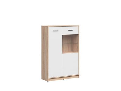 BLACK RED WHITE Vitrinenschrank Nepo Plus | Standvitrine | 34 x 90 x 131,5 cm, Weiss