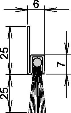 Bürstentürdichtung L.1100mm Rosshaar mixed Aufschr. ATHMER